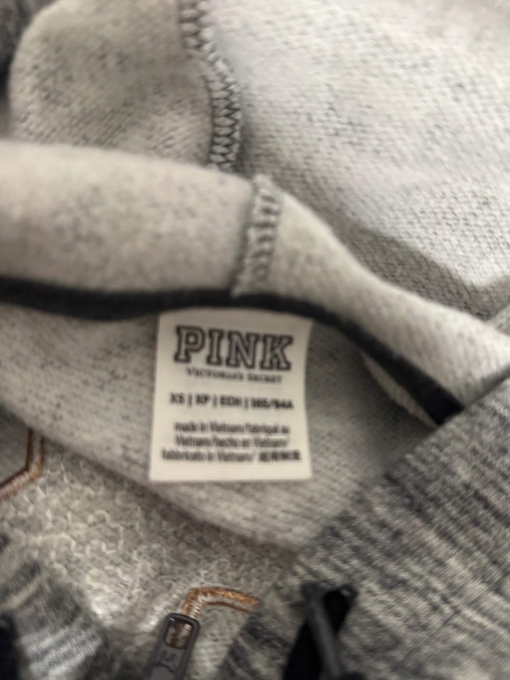 Victoria's Secret PINK Perfect Full-Zip Bling Hoodie Gray & rose gold sequins XS - Picture 6 of 6
